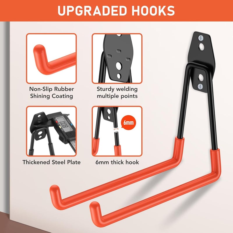Cpais Garage Hooks with Anti-Slip Coating,Heavy Duty Wall Mount Storage Hooks for Hanging Bike,Hose,Ladder,Yard,Garden Tools (30 Pack Orange) - Image 4